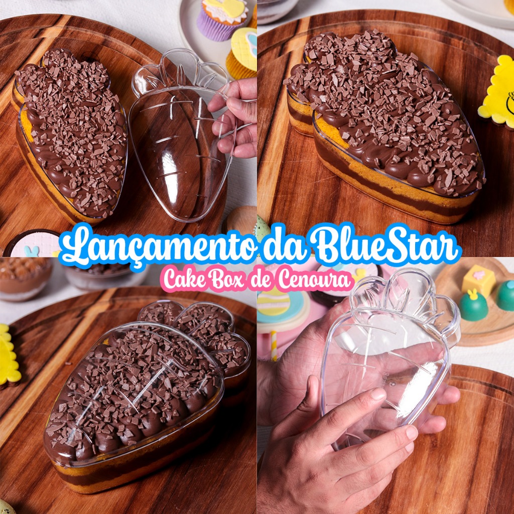 Cake Box de Cenoura Páscoa Blue Star Lançamento Em Acrilico - 1 Unidade