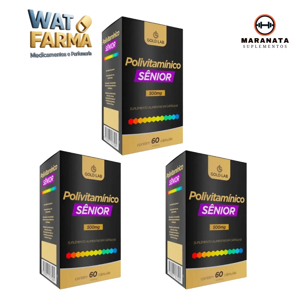 Kit 3 Polivitamínico Gold Lab Sênior 60 cápsulas Gold Lab Premium