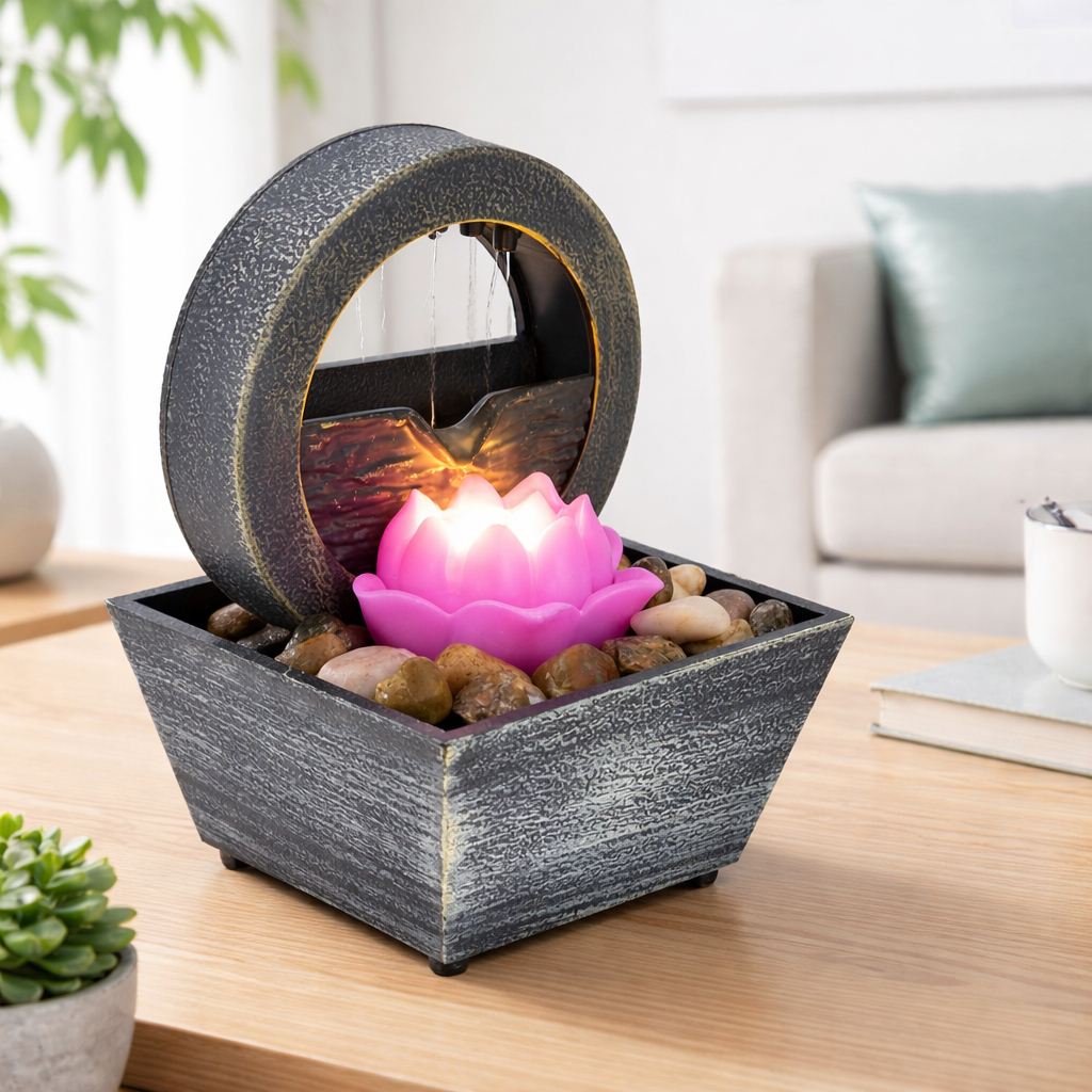 Imagem Fonte de Água Água Decorativa Zen Cascata para Ambiente Interno e Jardim Bivolt com Quedas Água USB