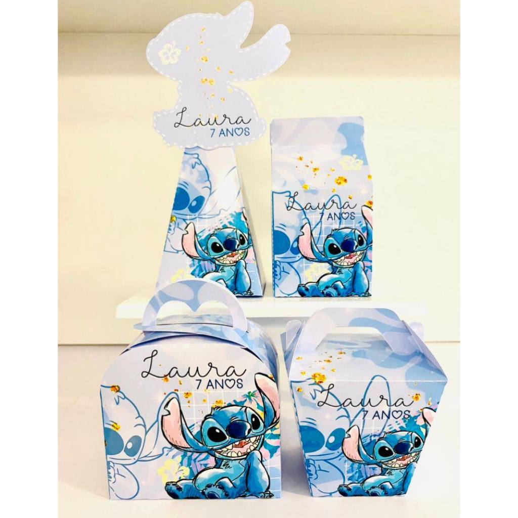 KIT LEMBRANCINHA PERSONALIZADA DE ANIVERSÁRIO STITCH - PAPELARIA PERSONALIZADA PEGUE E MONTE