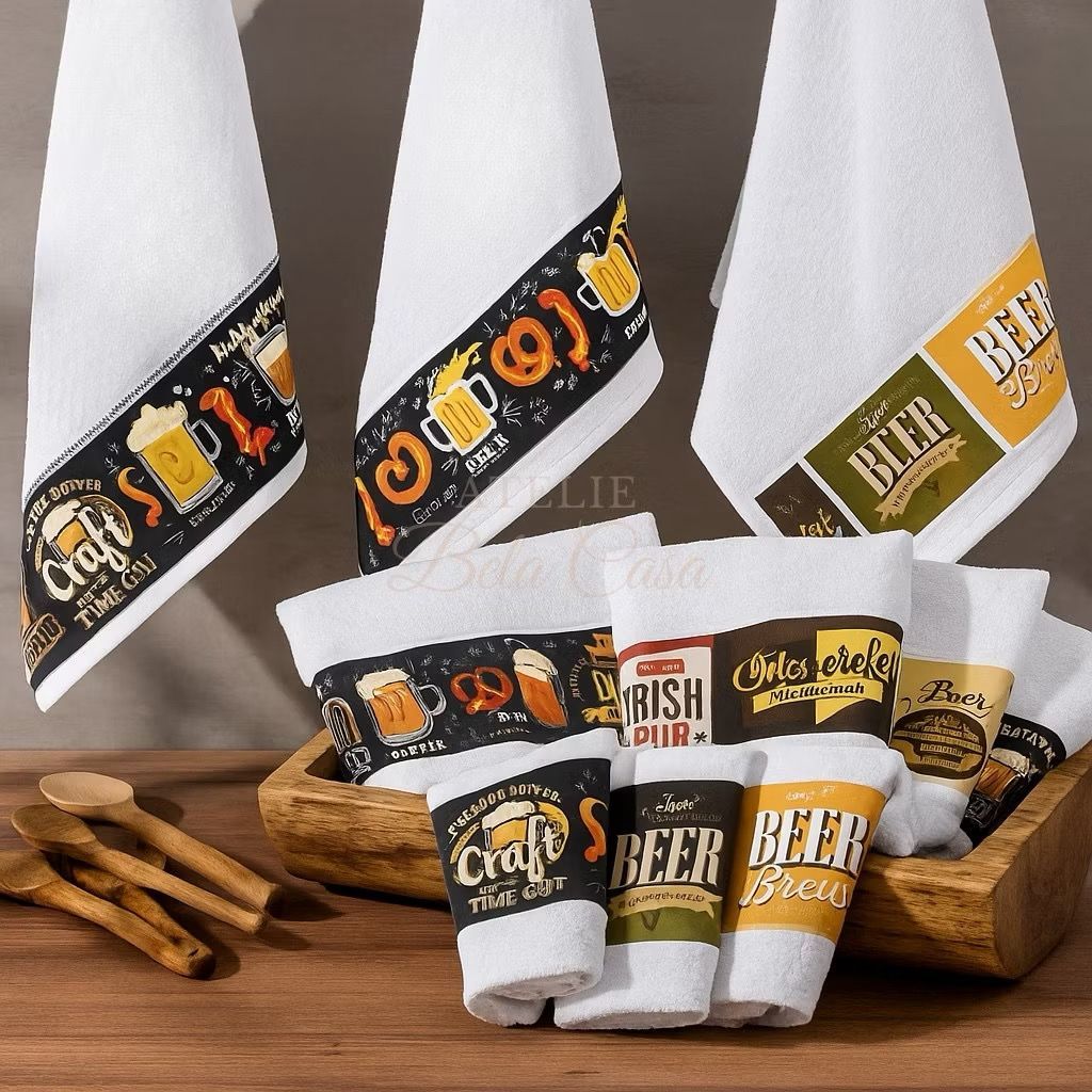Detalhes do Panos de Pratos Gourmet 70x48cm 100% Algodão Estampa Personalizada - Envio Imediato