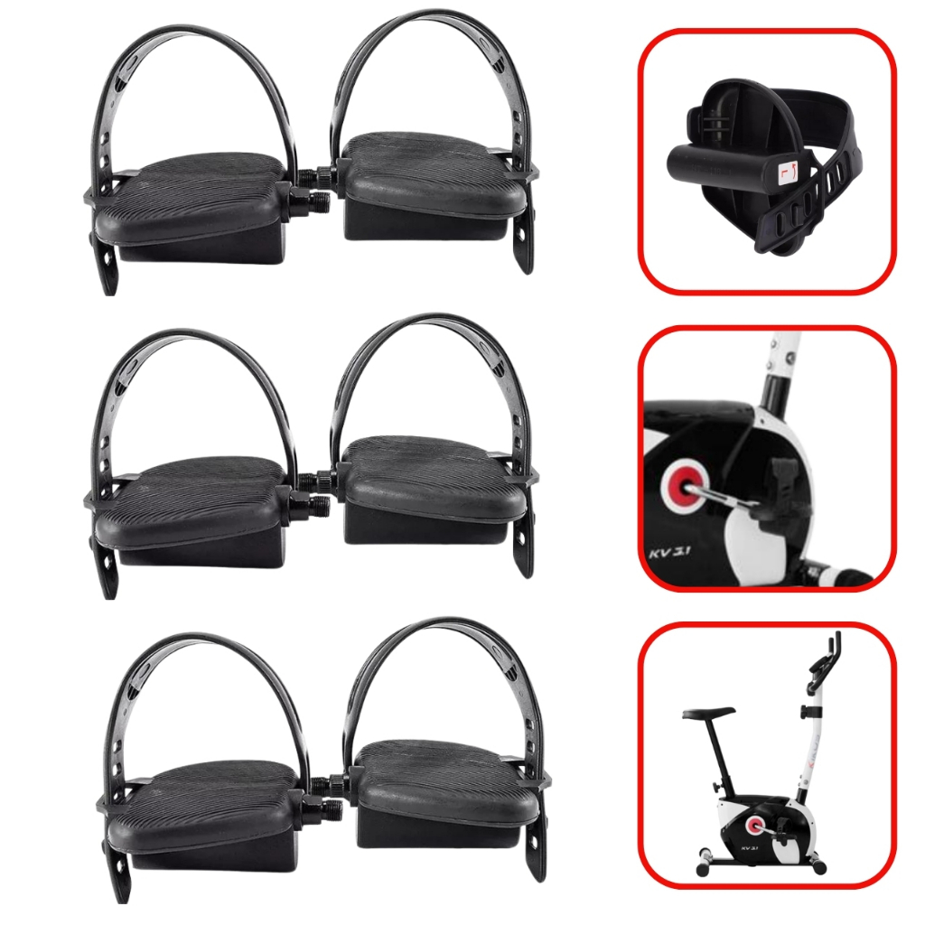 Pedal Com Alça Ajustável Firma Pé Compatível Com a Bike kikos Kv 3.1 Kit com 3un