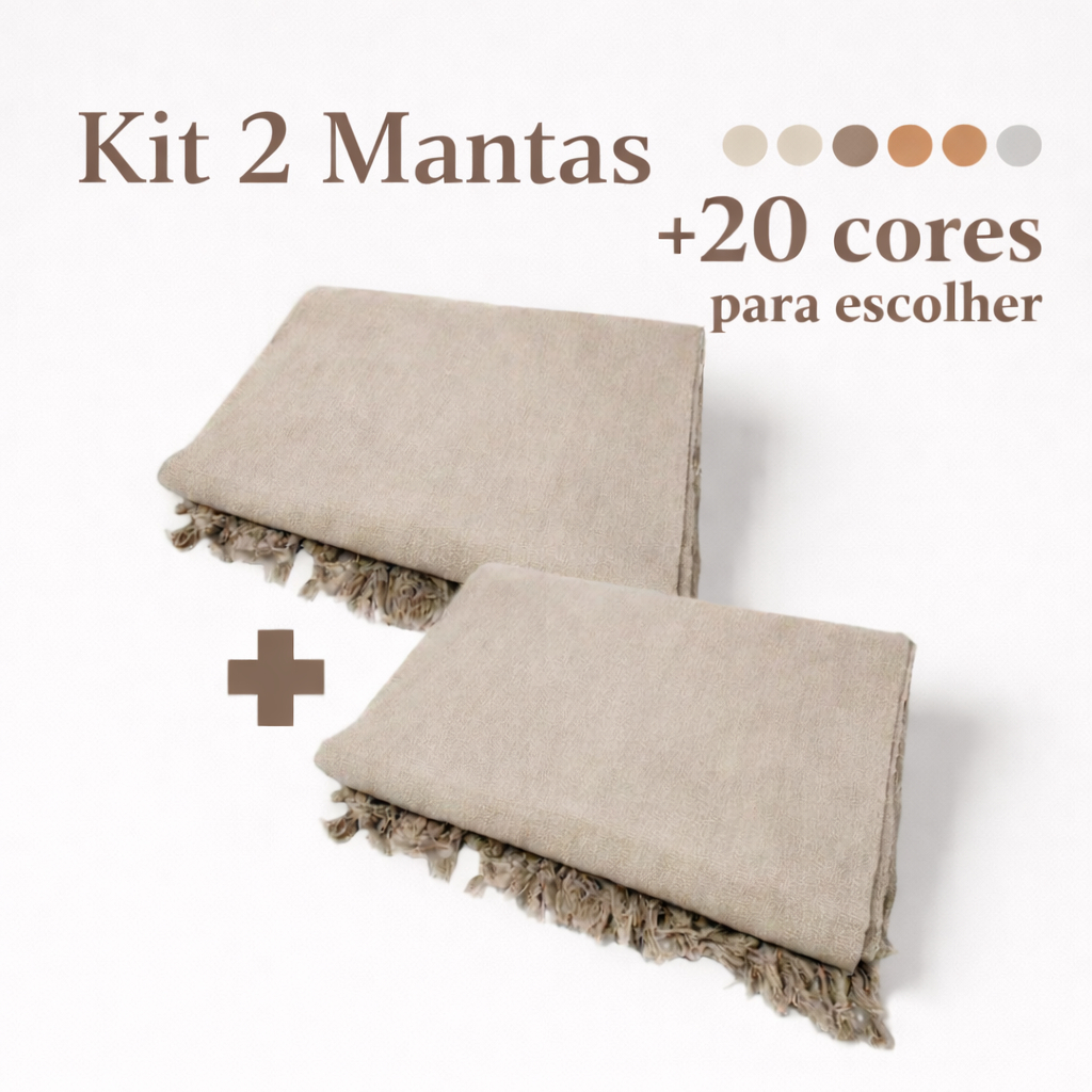 Kit 2 Mantas Decorativas Para Sofá/Cama 100% Algodão Gigante Luxuosa Decorativa Protetora Tamanho 210X120 Casa Nova