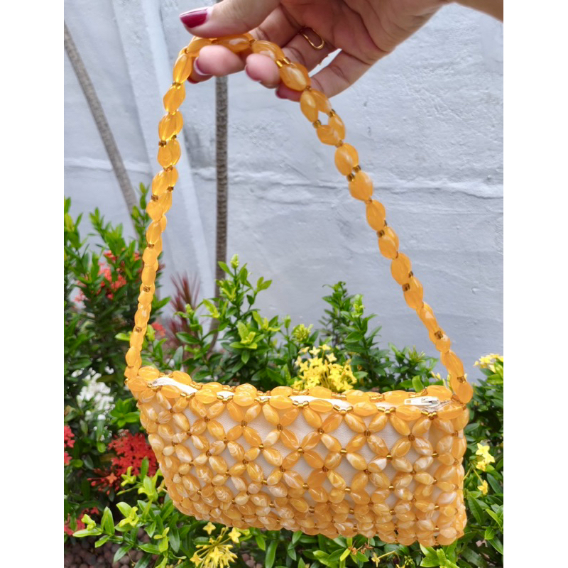 Bolsa Feminina de Miçangas Artesanal com Alça de Contas – Bolsa Pequena Elegante Festa