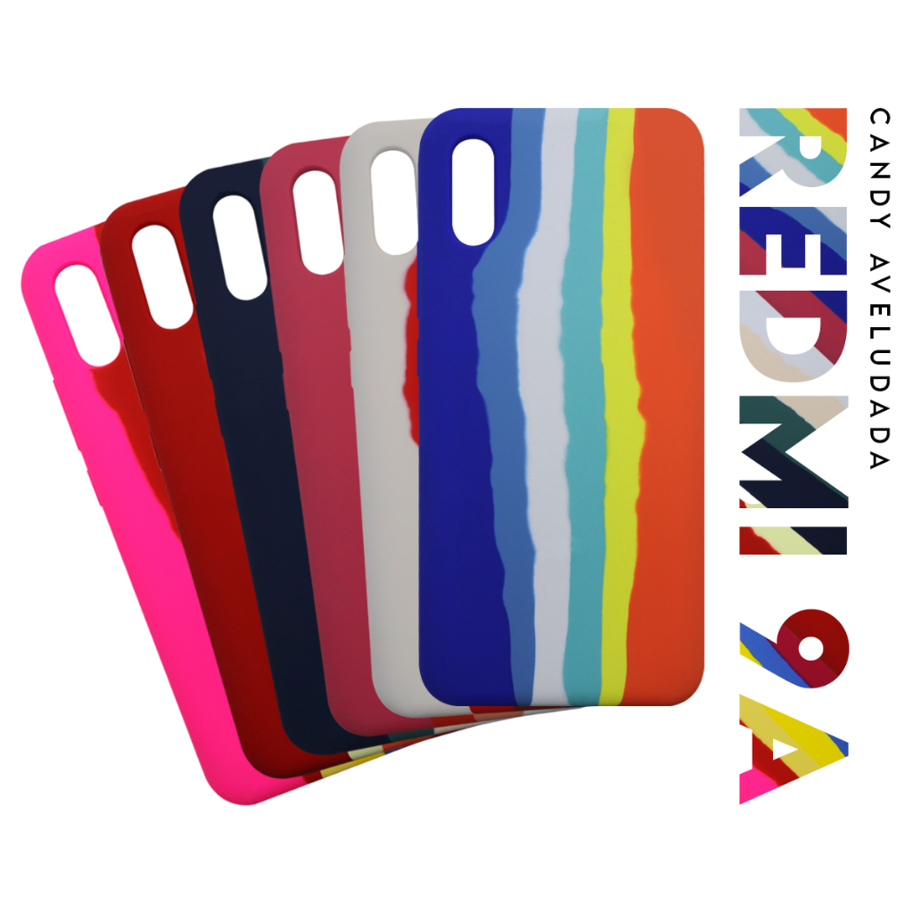 Capa Capinha Case Silicone Aveludada Arco-íris Candy Xiaomi Redmi 9A 9I tela 6.53 pol
