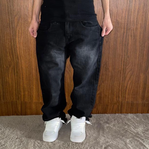Calça Balão Masculina Preta Wide Urban Casual Larga Conforto