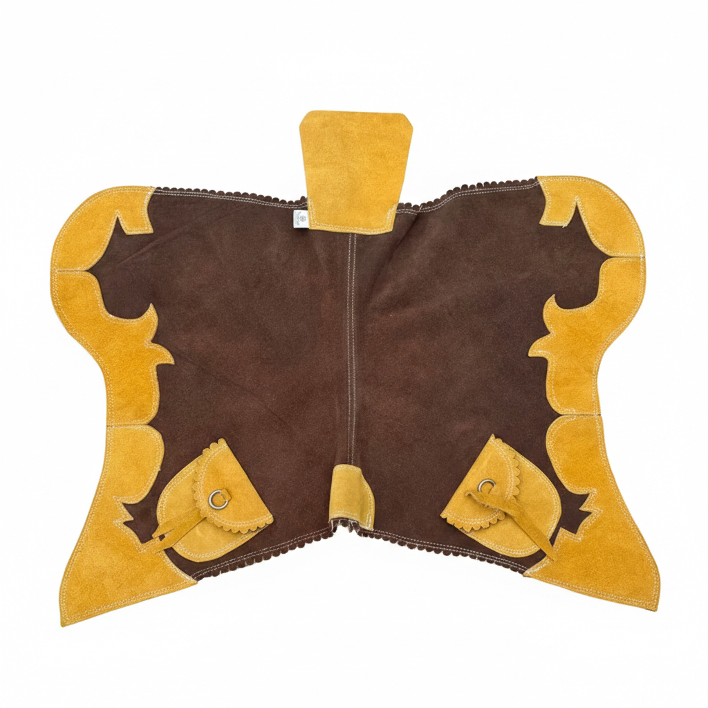Baldrana Asa de Morcego Café com Castor Couro 2 Bolsos