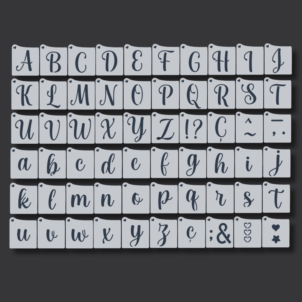Kit 60 Stencil Moldes Letras Alfabeto para Pintura em Tecidos, Educativa, Infantil, Artesanato, Mdf em Oferta na Shopee