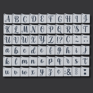 Kit 60 Stencil Moldes Letras Alfabeto para Pintura em Tecidos, Educativa, Infantil, Artesanato, Mdf em Oferta na Shopee
