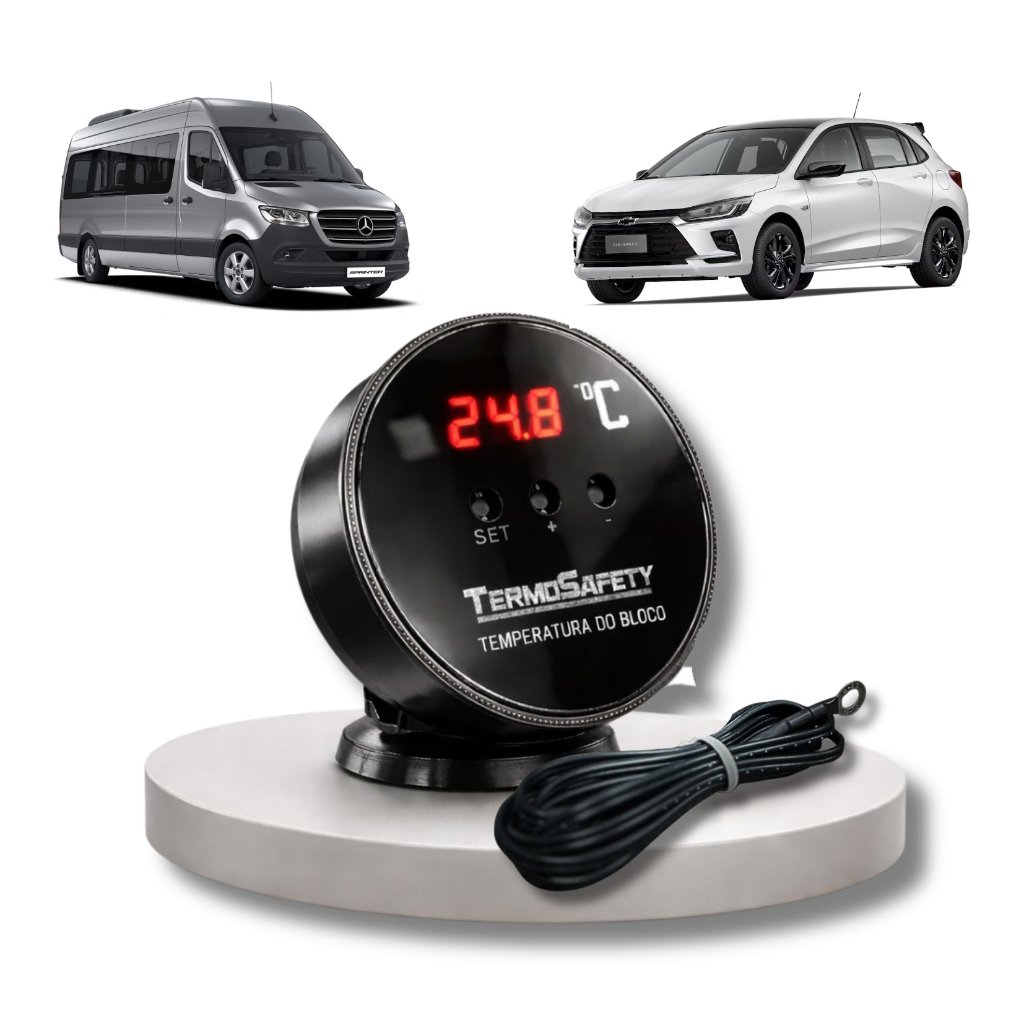 Medidor / Sensor de temperatura de bloco automotivo com sirene alarme em Oferta na Shopee