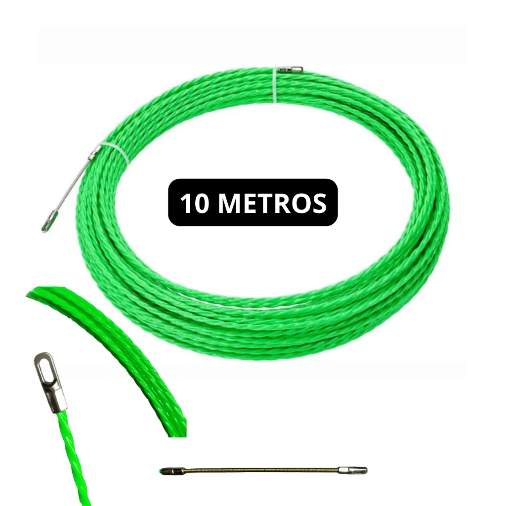 Passa Fio Reforçado 10 Metros 4mm Helicoidal Verde profissional eletricista ponteira aço