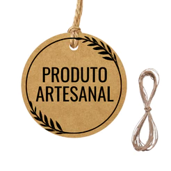 Tag Papel Kraft 4cm com Fio | Produto Artesanal | Kit 50 a 200 Un