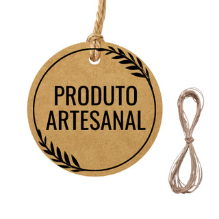 Tag Papel Kraft 4cm com Fio | Produto Artesanal | Kit 50 a 200 Un