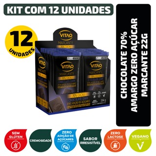 Kit Chocolate 70% Amargo Zero Açúcar Marcante 22G - 12 Unidades em Oferta na Shopee