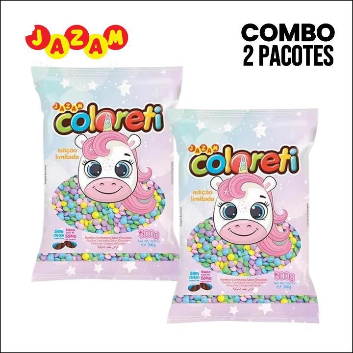 Kit 2x Coloreti Unicórnio Confeito de Chocolate Pacote 2x300g  - Jazam