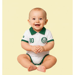 Body Bori Bebê Infantil Palmeiras Camisa Polo Time de Futebol Oficial Licenciado Torcida Baby