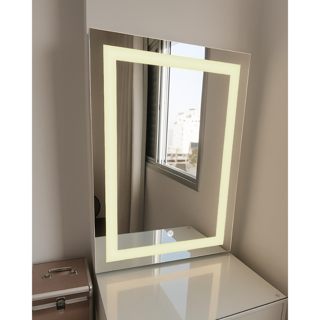Espelho 3 Cores LED 60x90cm com Luz Retangular Bivolt Elegante Para Sala Banheiro e Maquiagem em Oferta na Shopee