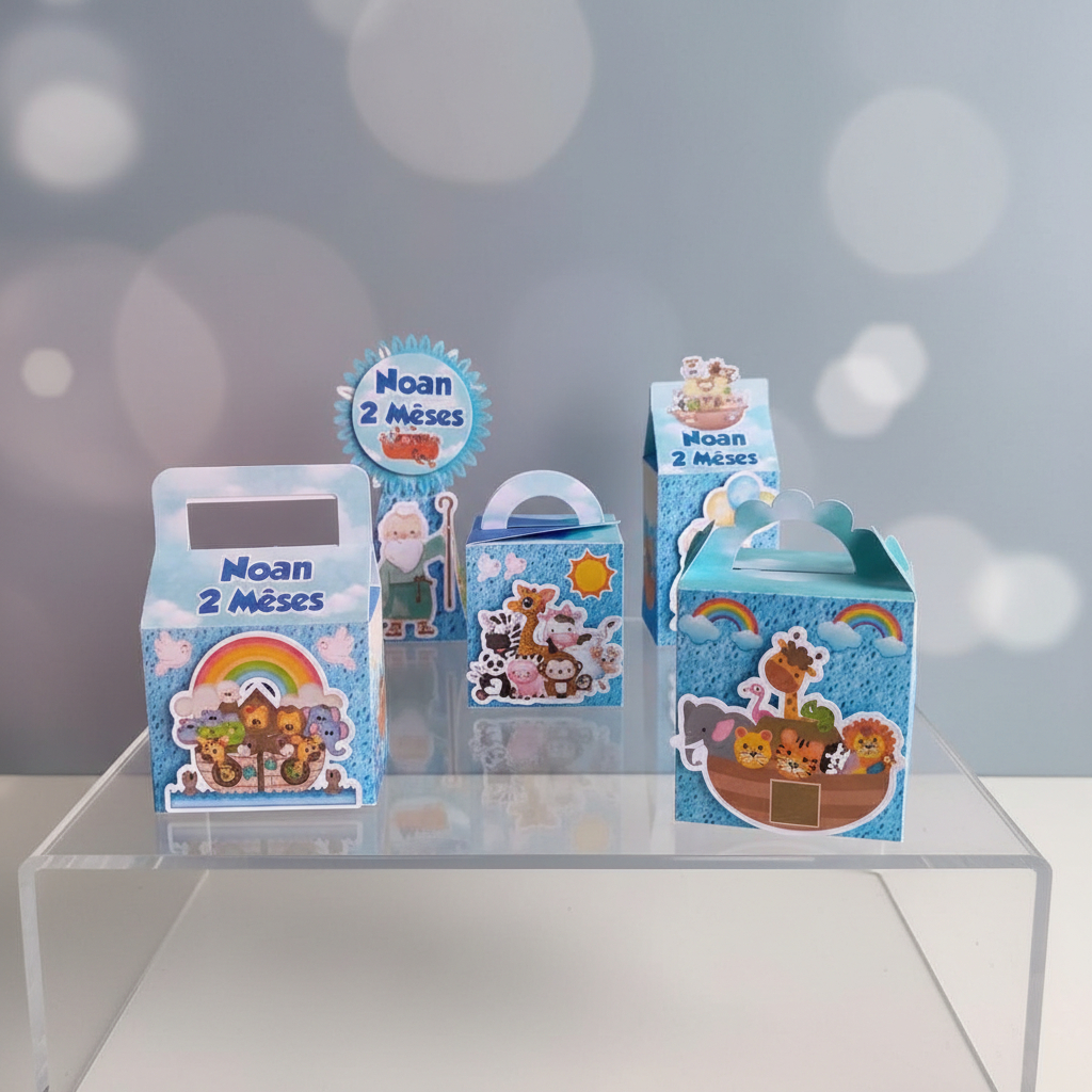 KIT CAIXINHAS PERSONALIZADAS - ARCA DE NOÉ - LEMBRANCINHA DE ANIVERSÁRIO- FESTA INFANTIL PERSONALIZADA-  SEMI MONTADA
