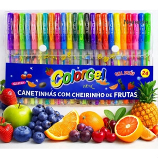 Caneta Gel Colorgel Canetinhas Coloridas Perfumadas Glitter Kit 24 Cores em Oferta na Shopee