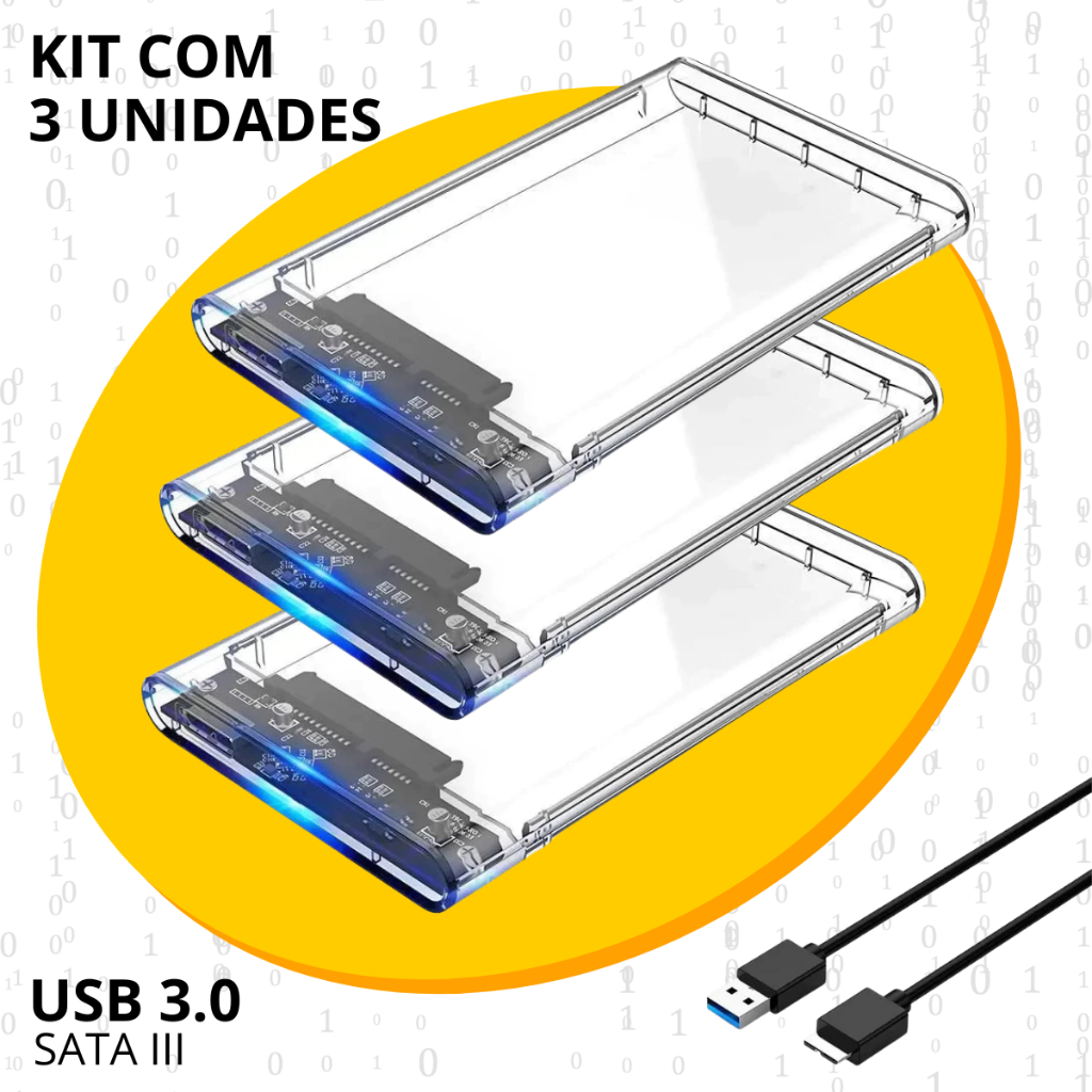 Kit 3 Case De Gaveta Usb 3.0 Hd 2.5 Sata Externo Slim Xbox