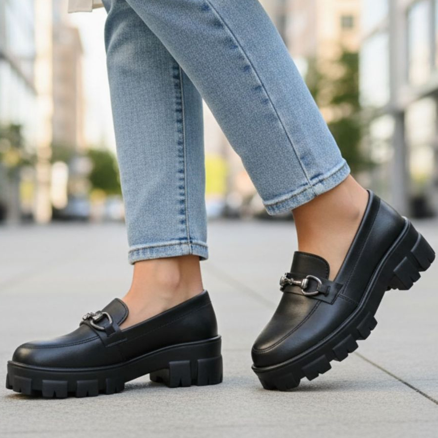 Mocassim Feminino Blogueira Sola Tratorada Plataforma Tendencia