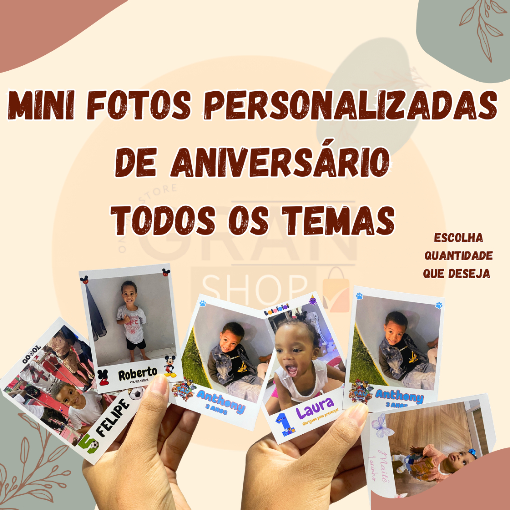 9 a 54 Mini Fotos Personalizadas De Aniversário Todos os Tema