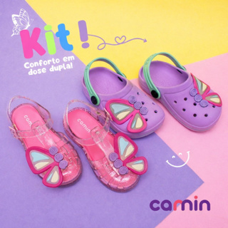 Kit 2 Pares Infantil Sandália Aranha Borboleta + Babuche Borboleta Menina Antiderrapante Promoção em Oferta na Shopee