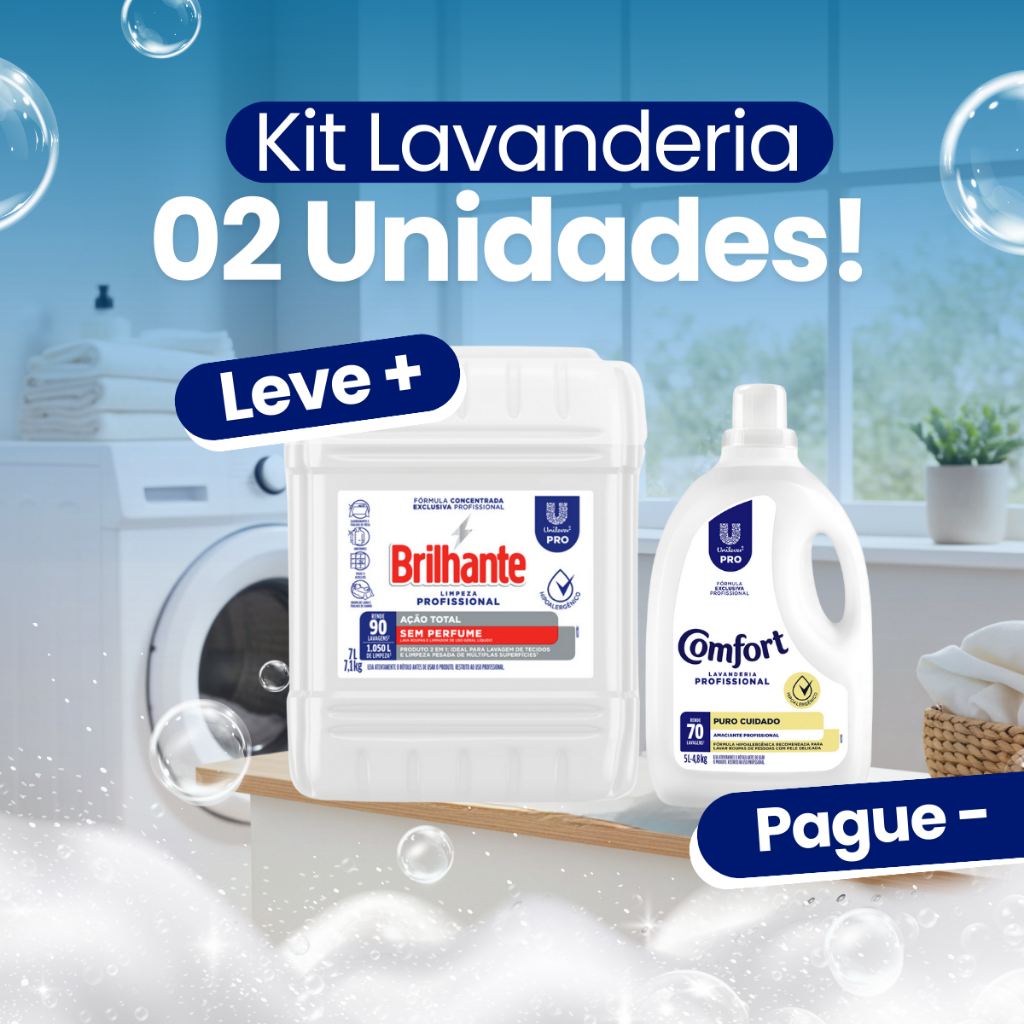 Kit Lava Roupas Sem Perfume Brilhante + Amaciante Puro Cuidado Comfort