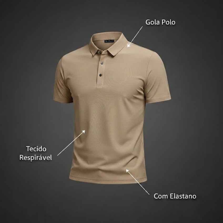 Camisa Masculina Gola Polo Elastano Tecido Gelado Lisa em Oferta na Shopee
