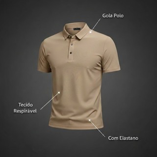 Camisa Masculina Gola Polo Elastano Tecido Gelado Lisa em Oferta na Shopee