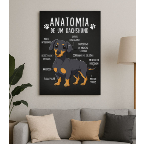 Quadro Decorativo Cachorro Dachshund Salsicha Basset Dog Pet Imagens Diversas Para Sala Quarto