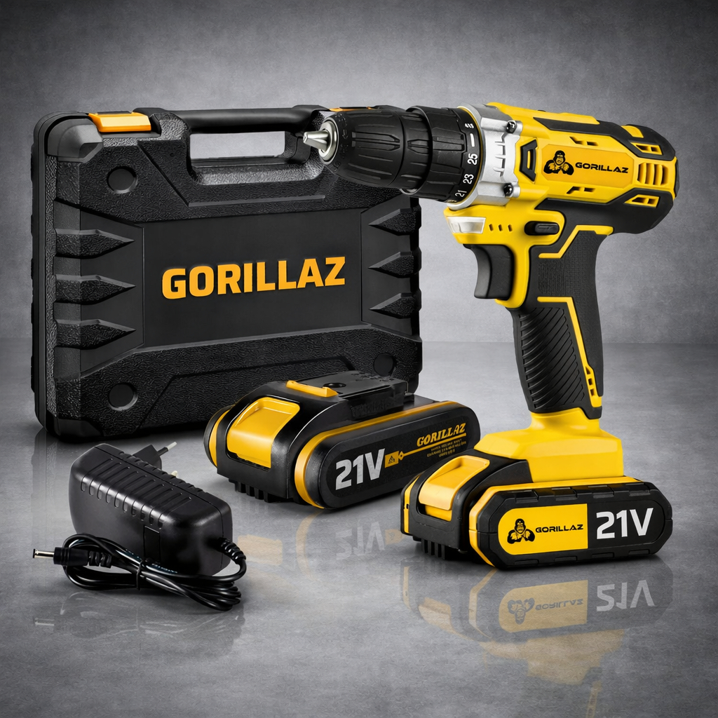 Parafusadeira Furadeira De Impacto 21v 2 Baterias 3/8 10mm Com Maleta Gorillaz em Oferta na Shopee