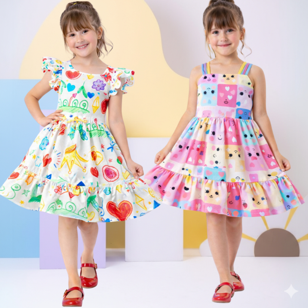 Vestido infantil menina casual festa aniversario casamento igreja em Oferta na Shopee