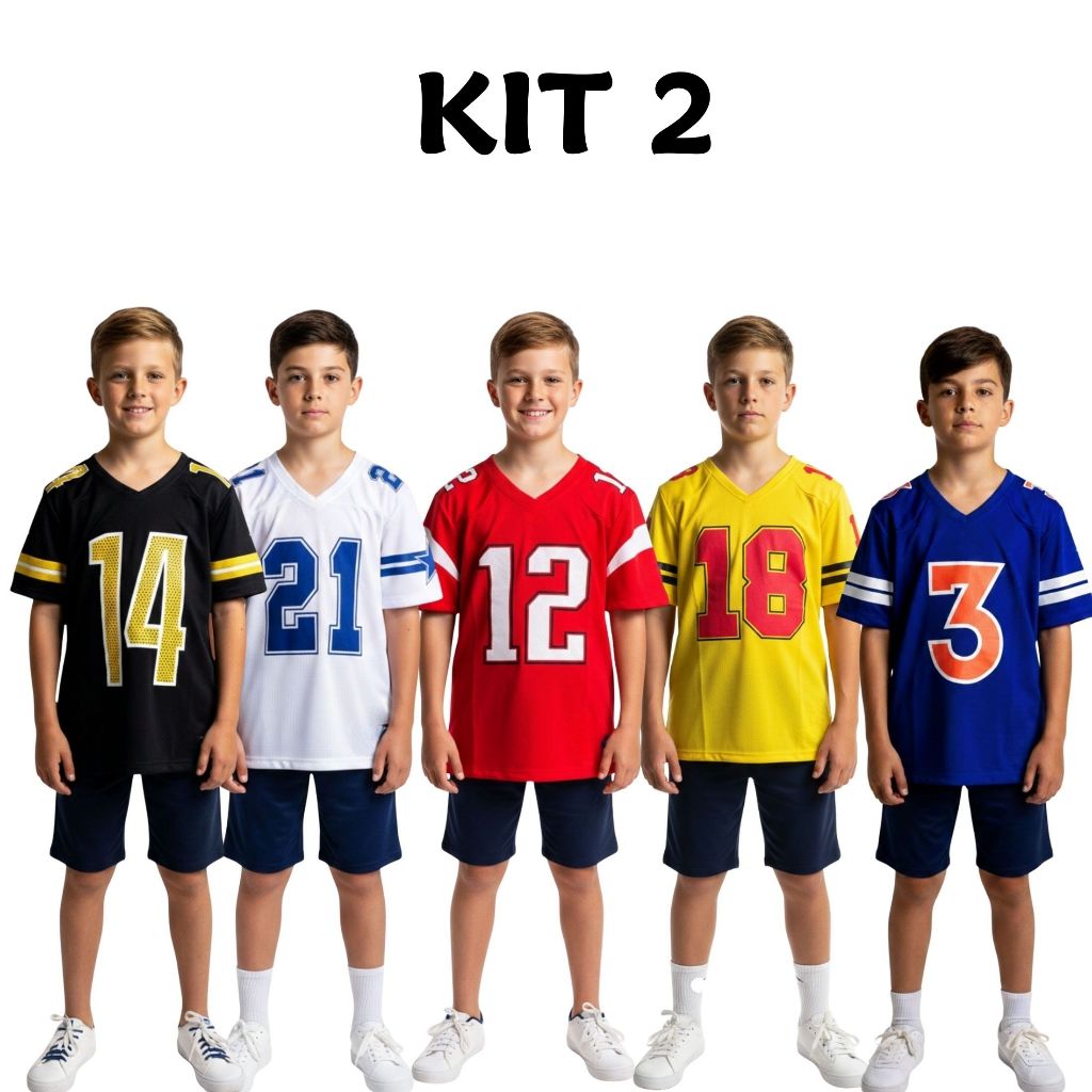 Kit 2 Camisas Esportivas de Futebol Americano Juvenil em Dry Fit