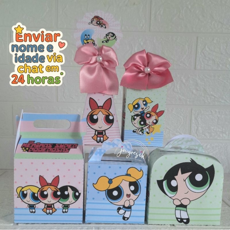 Kit Caixinha personalizada tema as meninas super poderosas lembrancinha personalizada kit festa  meninas super poderosas
