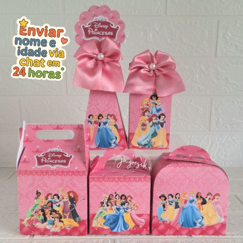 Kit Caixinha personalizada tema Princesas lembrancinha personalizada kit festa princesas