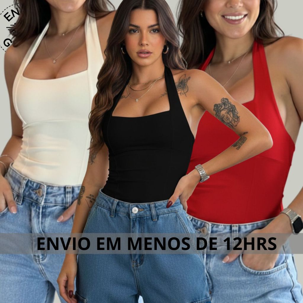 Blusa feminina tendência moda gringa estilosa blogueira lançamento 2026 HALTER verão sexy top blusas