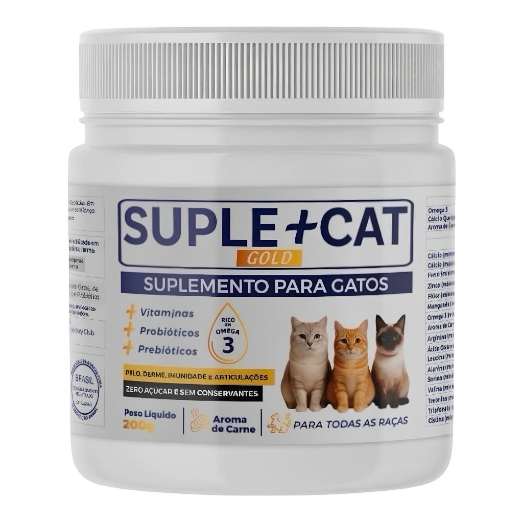 Suplemento Gato Probióticos e Ômega 3 - Queda de Pelos Alergia Derme Coceiras 200g