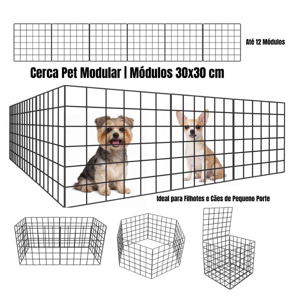 Cercadinho Pet para Cachorro Filhote Grade de Metal 30x30 cm Até 12 Módulos em Oferta na Shopee