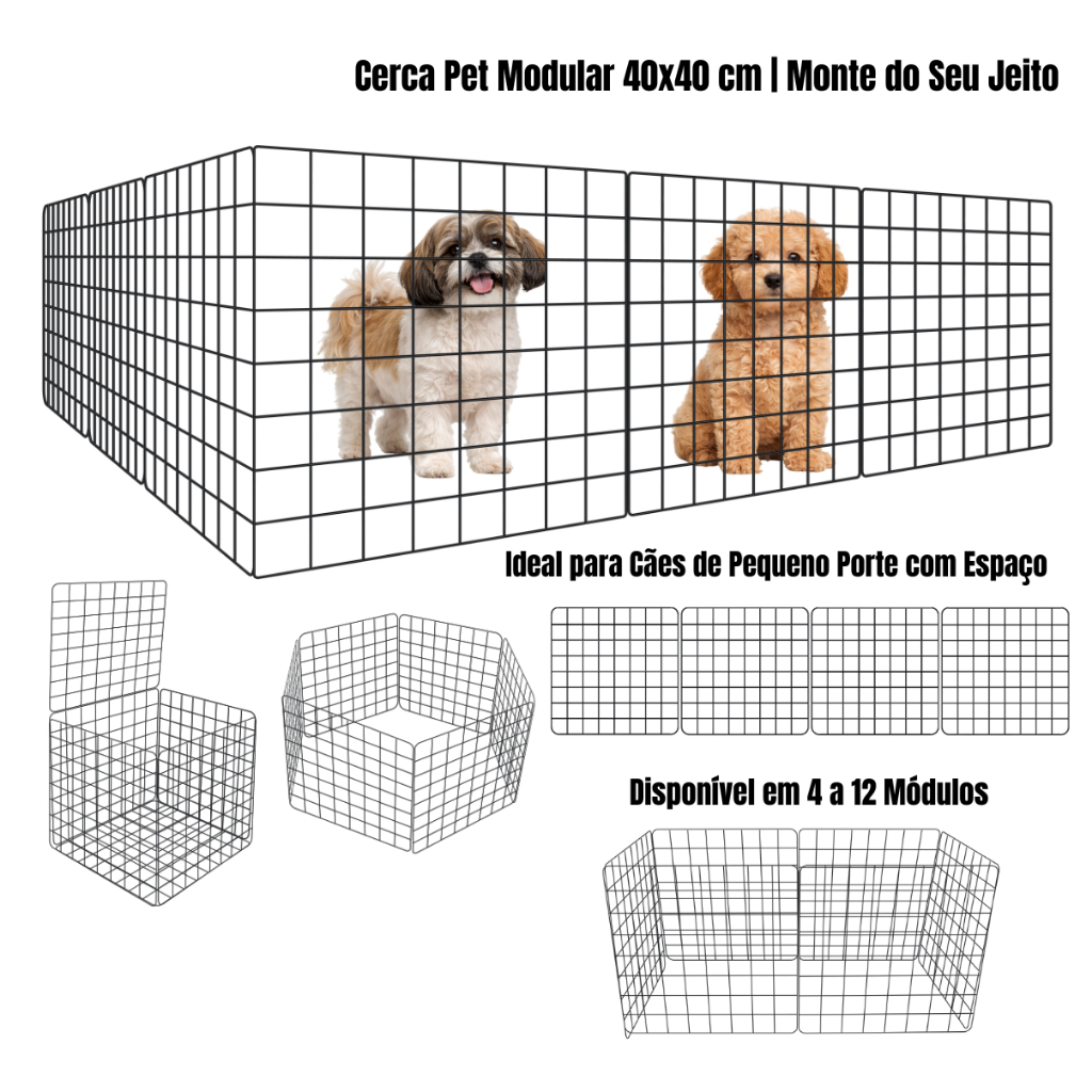 Cercado Pet para Cachorro Ajustável 100% Aço Até 12 Módulos 40x40cm em Oferta na Shopee