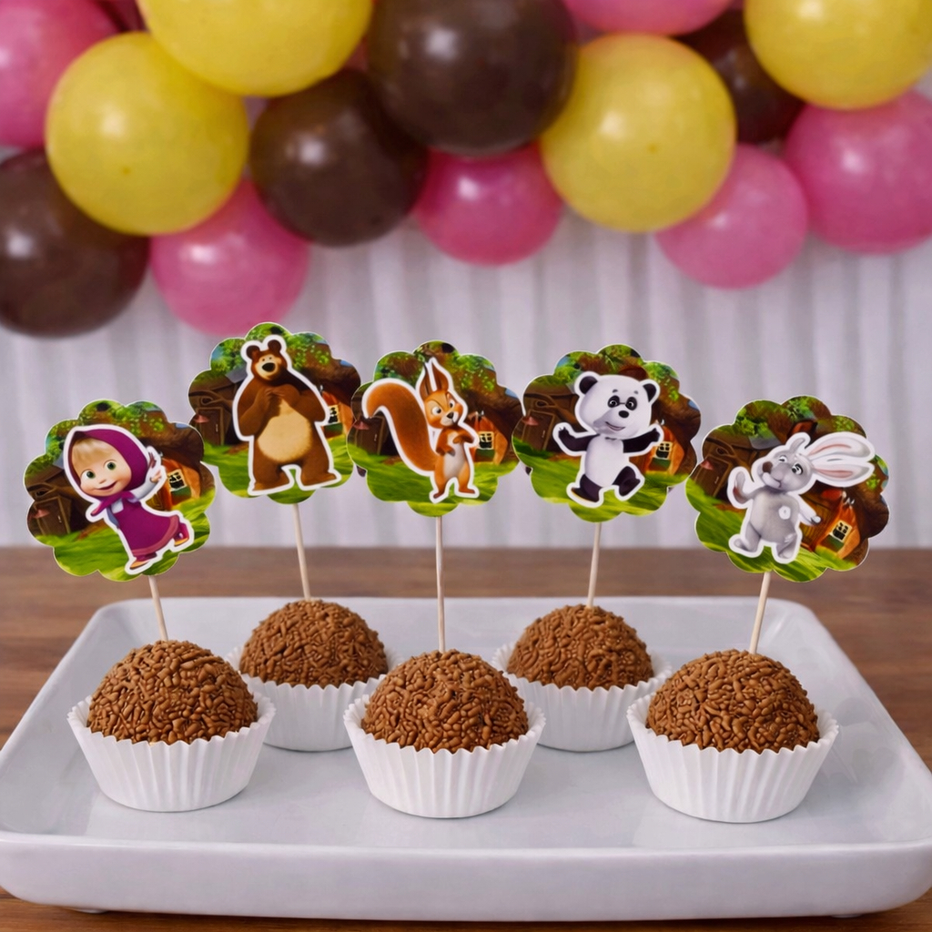 Topper de docinhos ou cupcake MASHA E O URSO /tags MASHA E O URSO