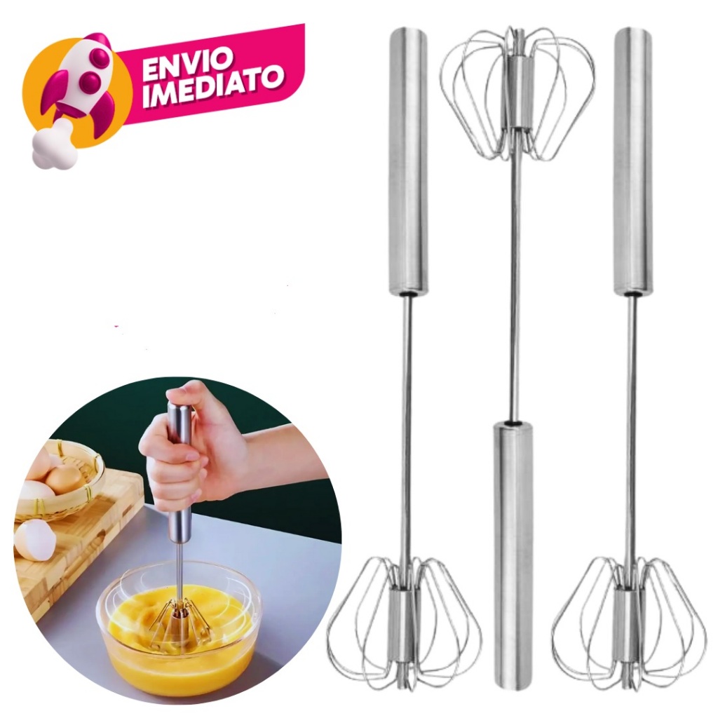Mixer Semi Automático Misturador Manual Giratório Batedor Claras Neve Fouet Inox Utensilio Cozinha