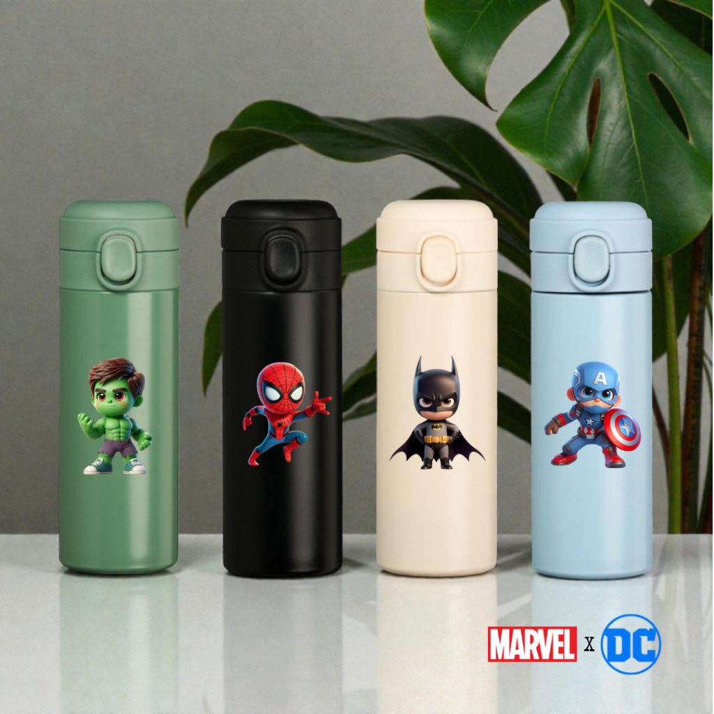 Garrafa Térmica Inox 400ml Super Heróis Crianças Presentes Infantil Lancheira Escola Passeios em Oferta na Shopee