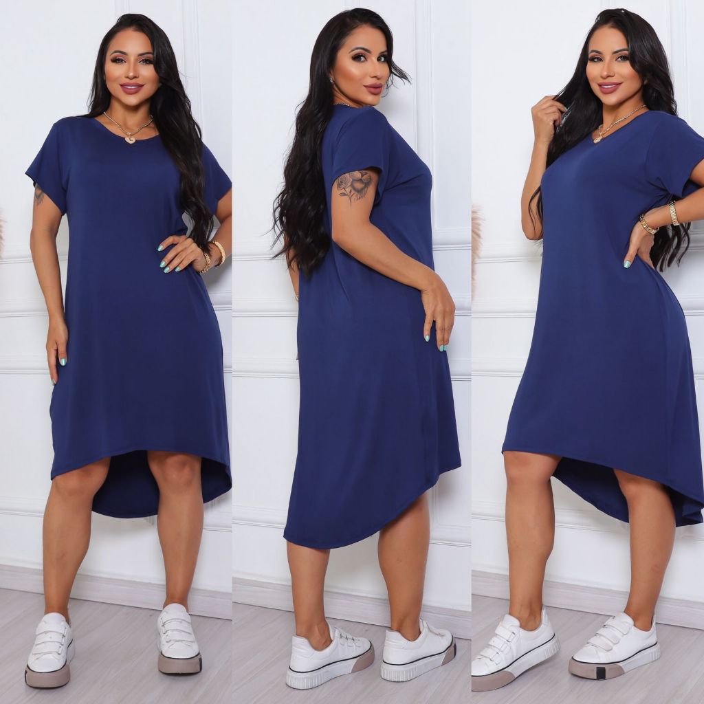 Vestido Midi Soltinho Viscolycra Longuete/Mulet Elegante em Oferta na Shopee