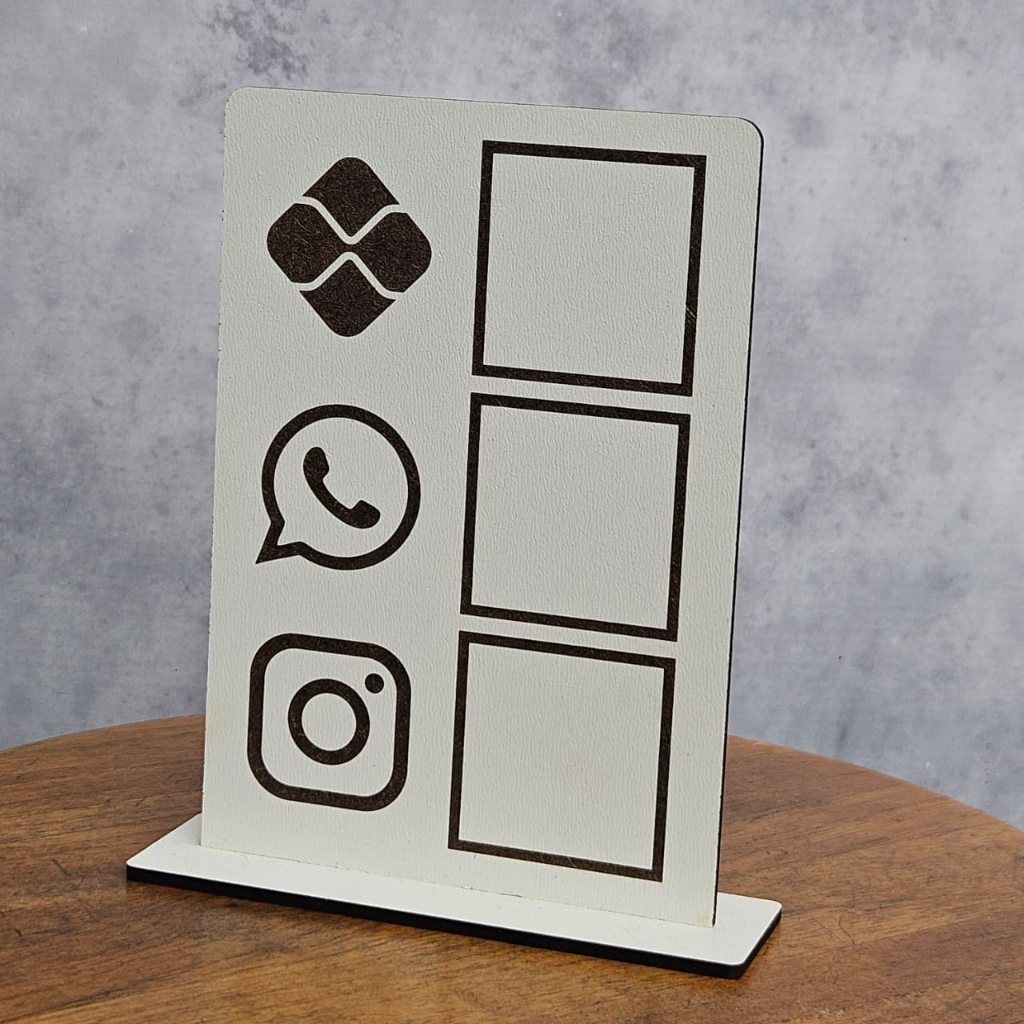 kit 2 Placa Display Pix mdf branco 3 em 1 – Instagram, Zap e PIX para loja - comercio