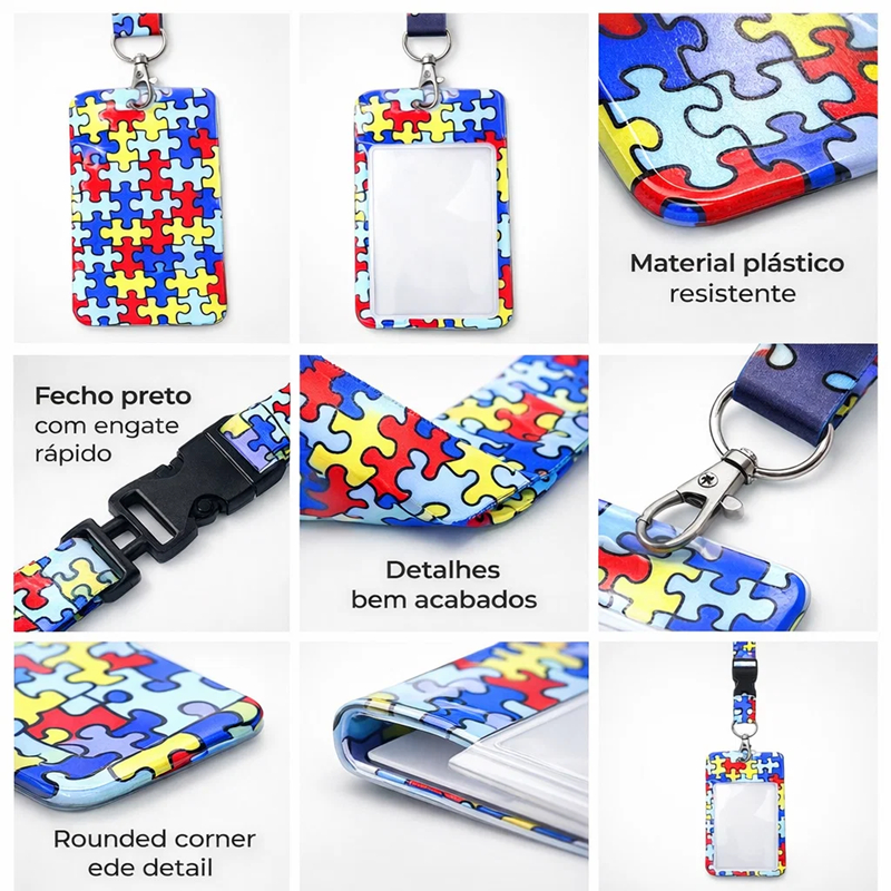 Crachá Infantil com Cordão | Porta Cartão Multifuncional, Leve e Resistente em Oferta na Shopee