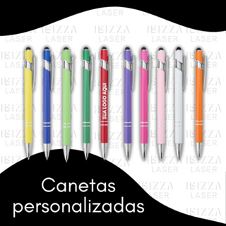 Kit 5 Canetas Metal touch Personalizadas Nome/Logo a Laser em Oferta na Shopee