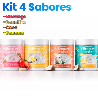 Kit Mix Sabores Iogurte Vegetal Instantâneo Morango Coco Baunilha Banana em Oferta na Shopee