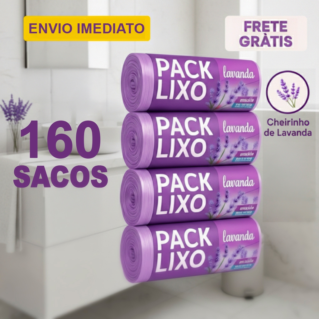 Kit 4 Sacos de Lixo Perfumados Lavanda | 160 Sacos | Pia e Banheiro | 34x38cm | Neutraliza Odores em Oferta na Shopee