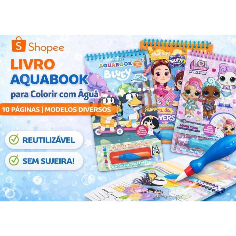 Livro Aquabook para Colorir com Água | 10 Páginas | Modelos Diversos
